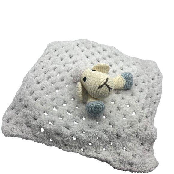 Chloe the Sheep Lamb Plush Lovey Security Blanket Crochet Soft 16"x16" - Picture 3 of 6